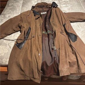 Brown Leather Coat with Black Accents